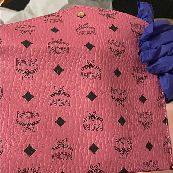 MCM Pink Envelope Clutch with Black Details GWP - Picture 9 of 17